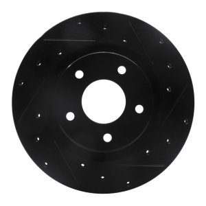 Chrysler 200 Brake Rotor (1) - Front Right - R1 Concepts - Drilled & Slotted - Black - `07-`25